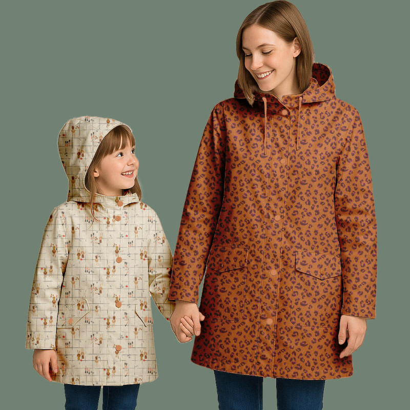 Printed Waterproof Fabric ILAPIO Ecru / Brown